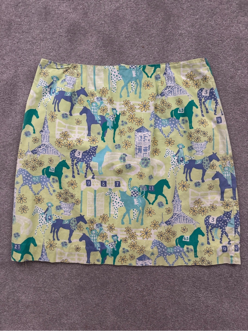 Women’s Green Horse-Print Cotton Skirt